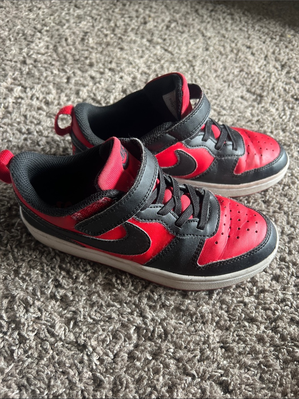 Nike Kids Red and Black Velcro Low-Top Sneakers